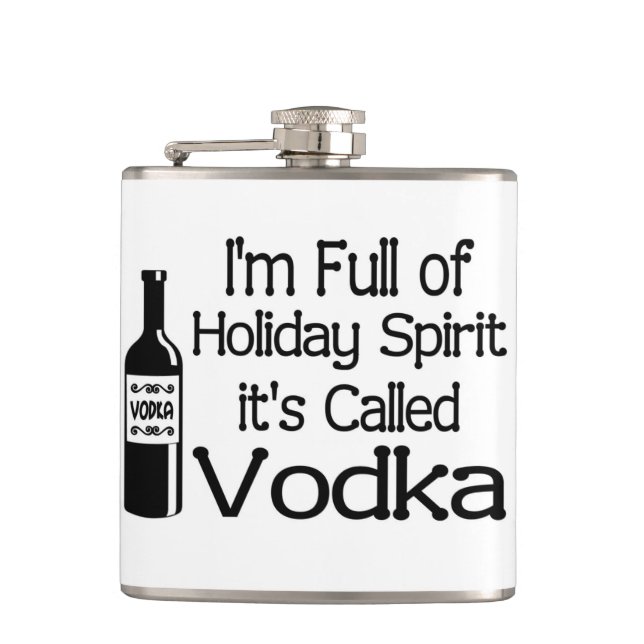 Funny Full of Christmas Holiday Vodka Spirit Flask (Front)