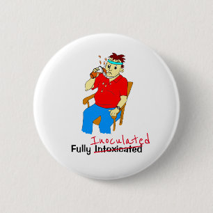 Funny Fully Vaccinated Cartoon Male 6 Cm Round Bad Button