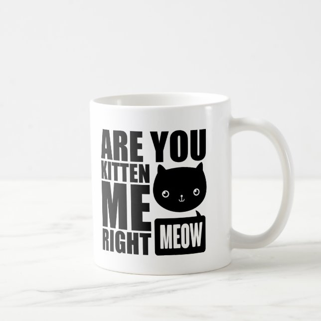 Funny Fun Are You Kitten Me Right Meow Mug Black (Right)