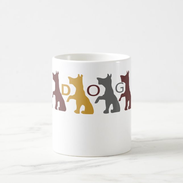 Funny Fun Cute Yellow Grey Brown Six Dog Dogs Coffee Mug (Center)