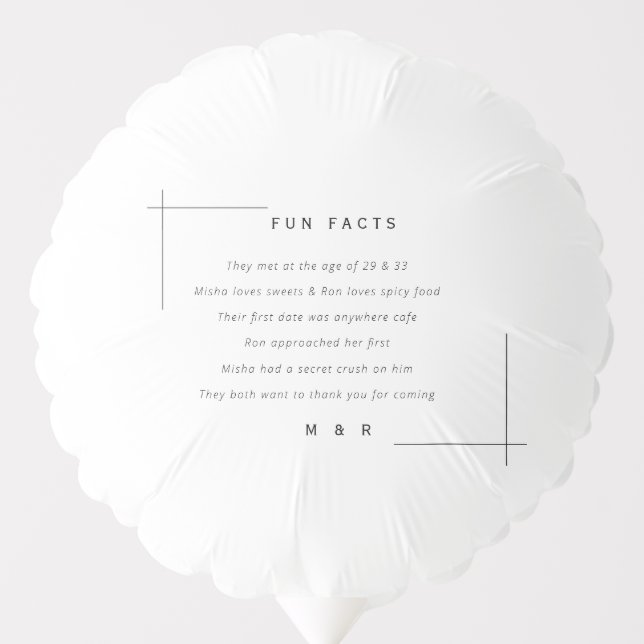 Funny, fun facts minimalist wedding  balloon (Front)