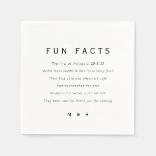 Funny, fun facts minimalist wedding napkins