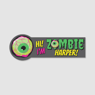 Funny Fun ‘Hi I’m Zombie Personalized’ Halloween  Name Tag