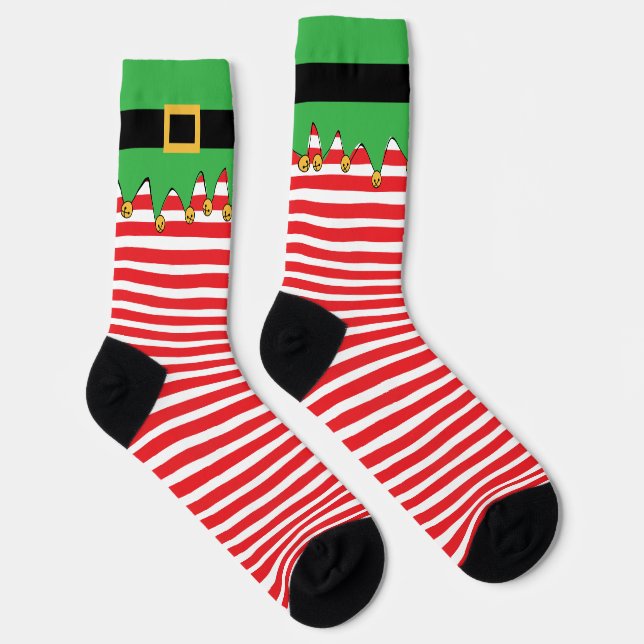 Funny Fun Quirky Elf Jingle! Candy Striped Socks (Right)