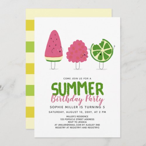 Funny Fun Summer Dramatic Popsicles Doodle Invitation