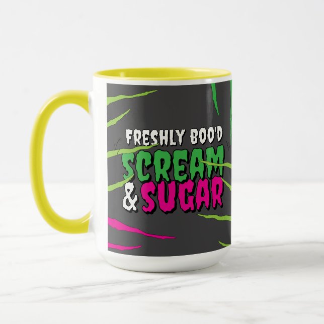 Funny Fun Zombie Scratched Scream & Sugar  Mug (Left)