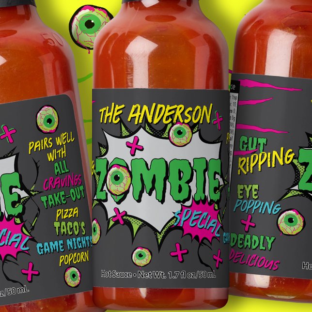 Funny Fun Zombie Special! Personalized Pop Art Hot Sauces (Creator Uploaded)