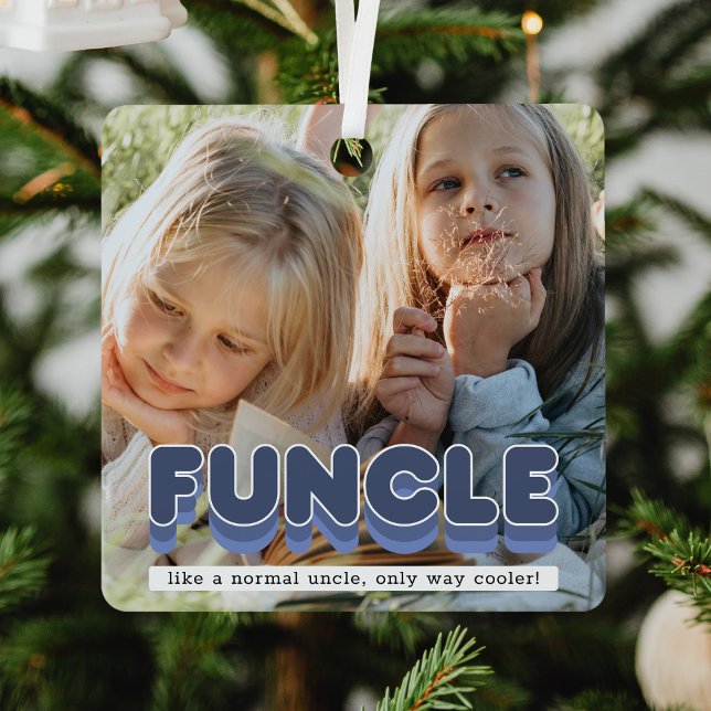 Funny Funcle Uncle Photo Christmas Metal Ornament (Creator Uploaded)