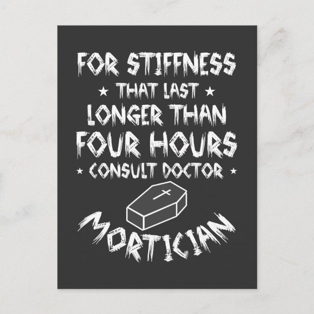 Funny Funeral Director Humor Mortician Profession Postcard (Front)