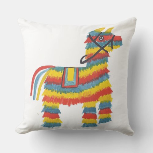 Funny Funky Donkey Piata Colorful Throw Pillow
