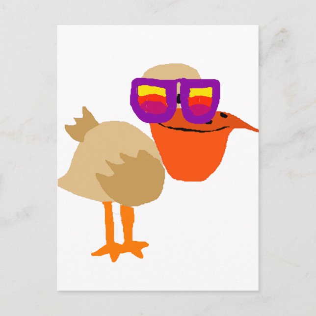 Funny Funky Pelican Wearing Sunglasses Art Postcard (Front)