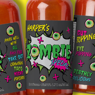 Funny Funky Personalized Zombie Antidote Pop Art Hot Sauces