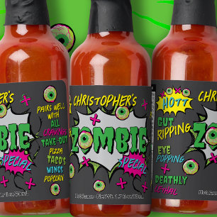 Funny Funky Personalized Zombie Special Pop Art  Hot Sauces