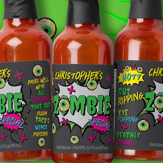 Funny Funky Personalized Zombie Special Pop Art  Hot Sauces (Creator Uploaded)