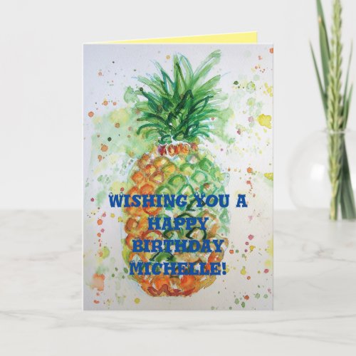 Funny Funky Pineapple Fruit humor Birthday Card