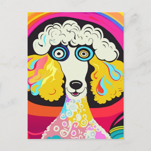 Funny Funky Poodle Dog Portrait Postcard