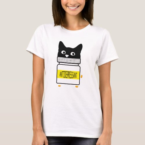 Funny Fur Antidepressant Cat Pet Lover  T_Shirt