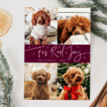 Funny Fur Real Joy Dog Photo Cranberry Christmas  Holiday Card