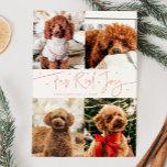 Funny Fur Real Joy Dog Photo Peach Christmas  Holiday Card