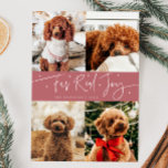 Funny Fur Real Joy Dog Photo Pink Christmas  Holiday Card
