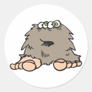 funny furry bigfoot monster classic round sticker