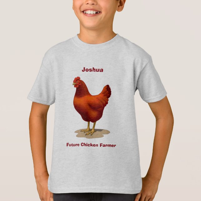 Funny Future Chicken Farmer Red Hen T-Shirt (Front)