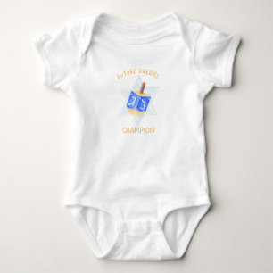 Funny "Future Dreidel Champion" Cute Hanukkah Baby Bodysuit