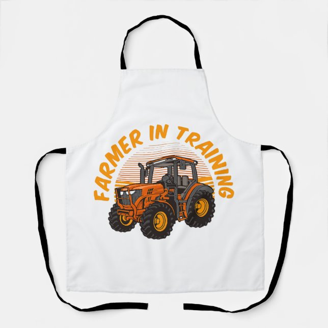 Funny Future Farmer In Training Tractor Farming Apron (Front)