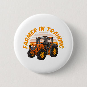 Funny Future Farmer In Training Tractor Farming Button