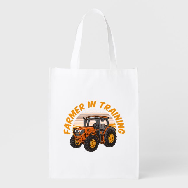 Funny Future Farmer In Training Tractor Farming Grocery Bag (Front)