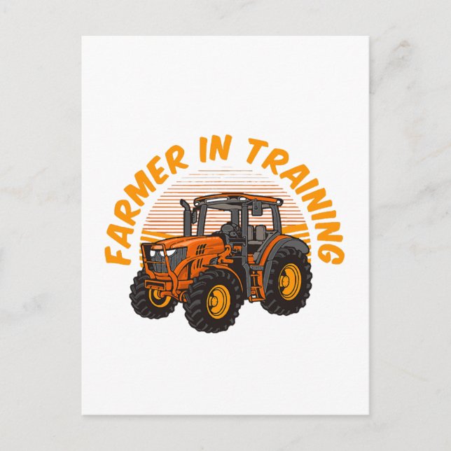 Funny Future Farmer In Training Tractor Farming Postcard (Front)