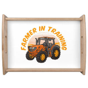 Funny Future Farmer In Training Tractor Farming Serving Tray