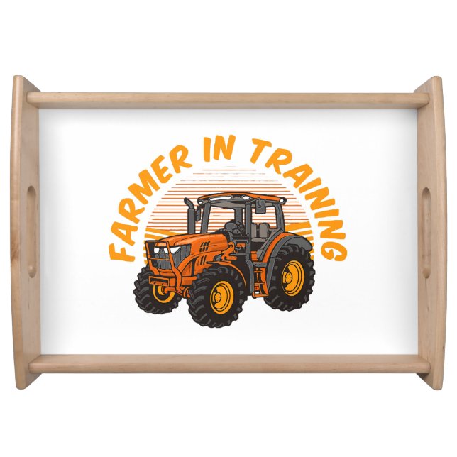 Funny Future Farmer In Training Tractor Farming Serving Tray (Front)