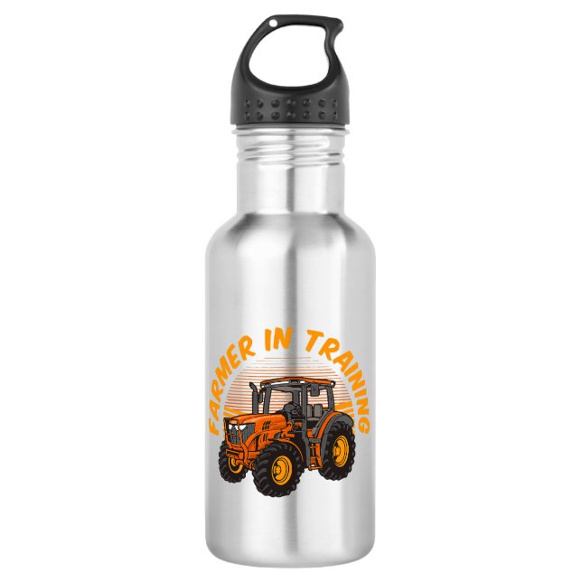 Funny Future Farmer In Training Tractor Farming Stainless Steel Water Bottle (Front)