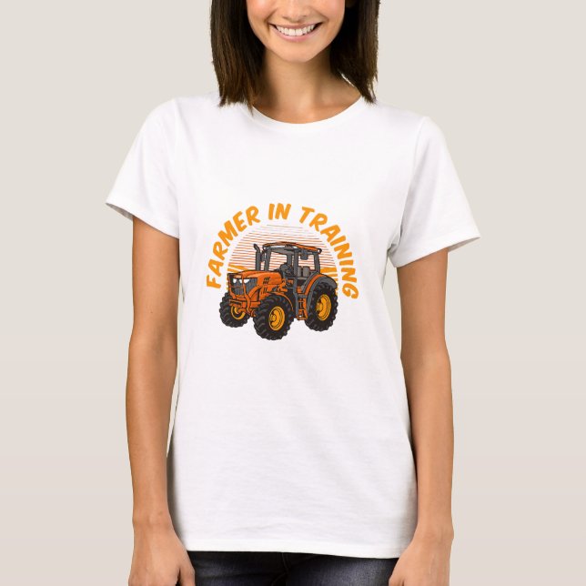 Funny Future Farmer In Training Tractor Farming T-Shirt (Front)