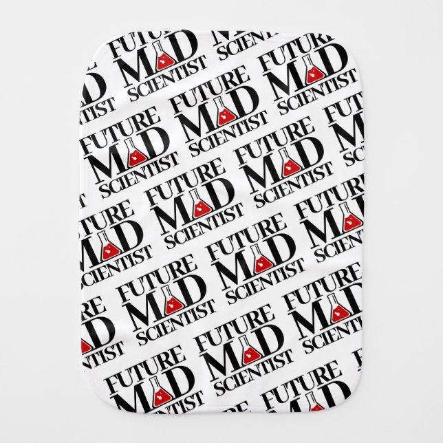 Funny Future Mad Scientist with Chemistry Beaker Baby Burp Cloth (Front)