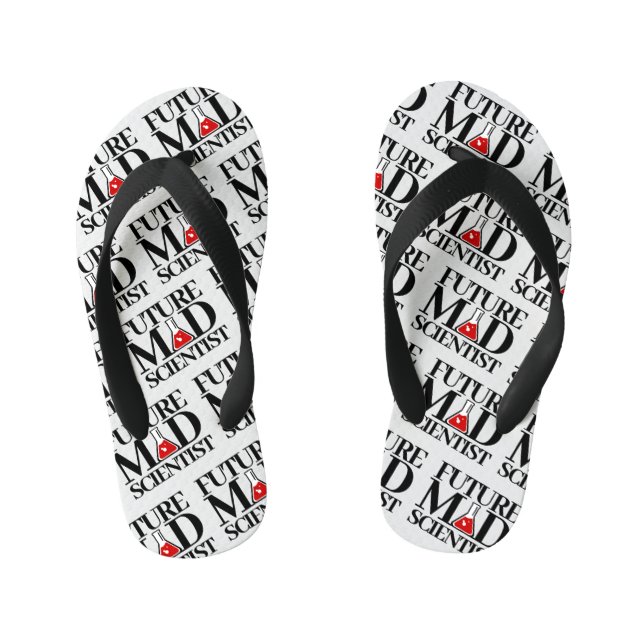 Funny Future Mad Scientist with Chemistry Beaker Kid's Flip Flops (Footbed)