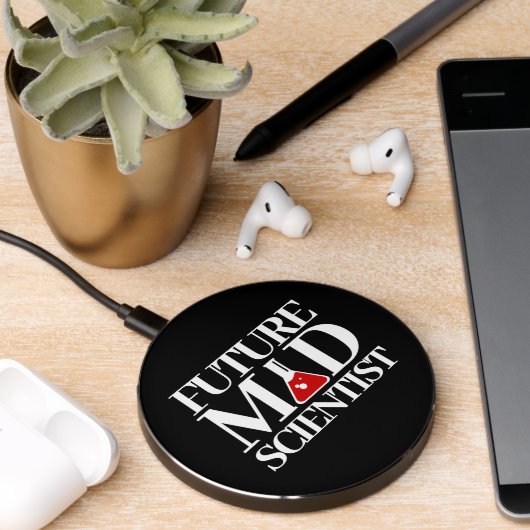 Funny Future Mad Scientist with Chemistry Beaker Wireless Charger (Desk 2)