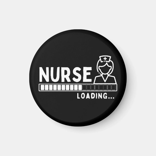 Funny Future Nurse Loading Bar Medical Black White Magnet (Front)
