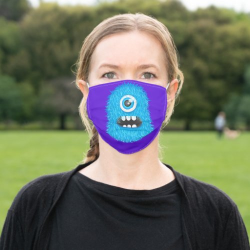 Funny Fuzzy Blue Monster Adult Cloth Face Mask
