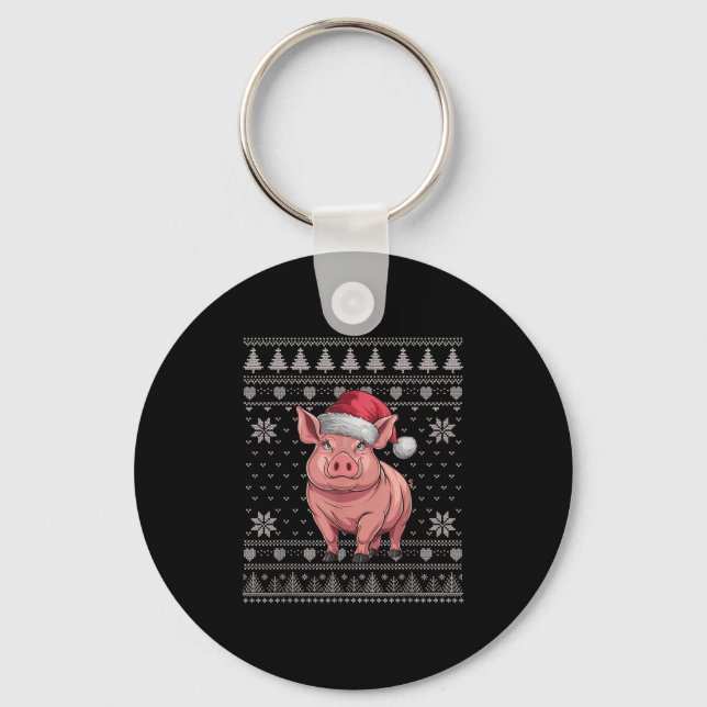 Funny G Ugly Christmas Sweater Santa Xmas Pjs  Keychain (Front)