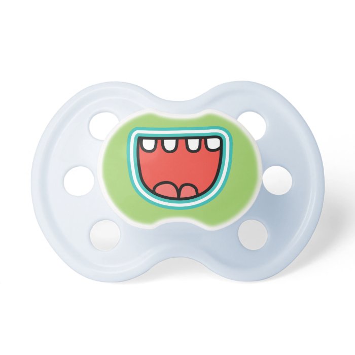 Funny Gag Green Boy Baby Monster Mouth Smile Pacifiers