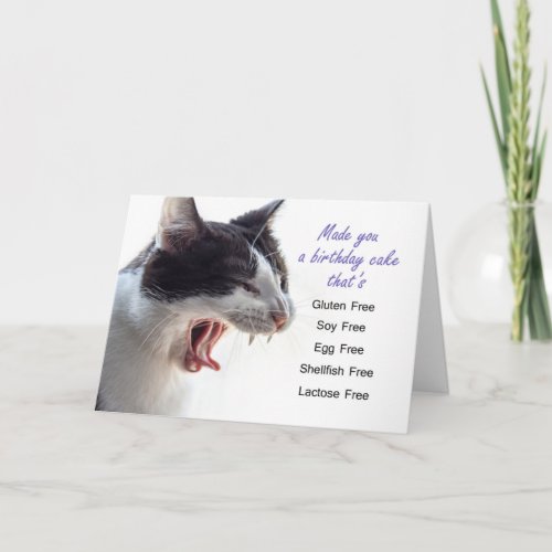 Funny Gagging Gluten Free Cat Birthday Card