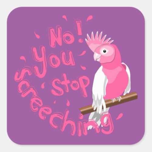 Funny Galah Cockatiel Square Sticker