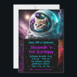 Funny Galaxy Space Cat Astronaut Birthday Party Invitation<br><div class="desc">Funny Galaxy Outer Space Astronaut Kitty Cat Birthday Party Invitations available in printed announcements or digital download pdf form.</div>