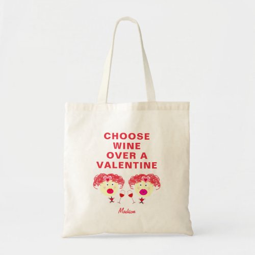  Funny Galentines Bff Wine Valentines Personalized Tote Bag