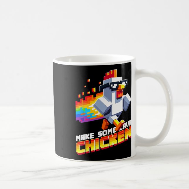 Funny Game Humor Meme Make Some Chicken Pixel Art  Coffee Mug (Right)
