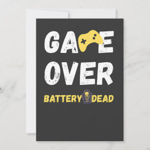 Funny Game Over Battery Dead Art Invitation