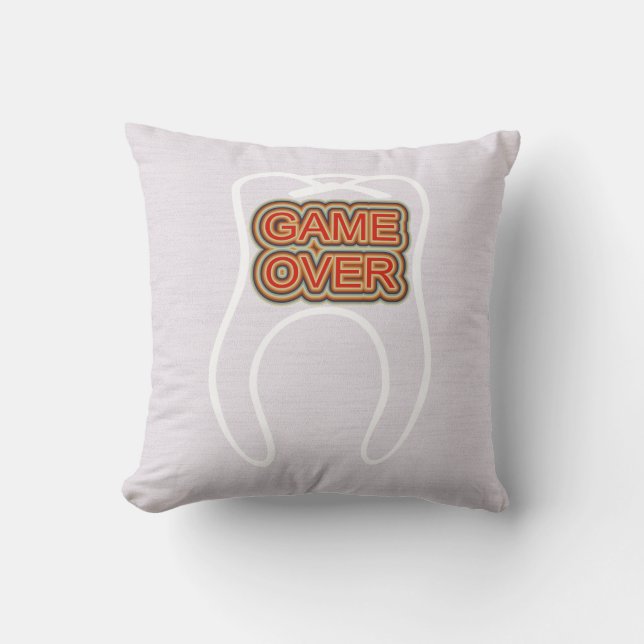 Funny Game Over Throw Pillow (Front)