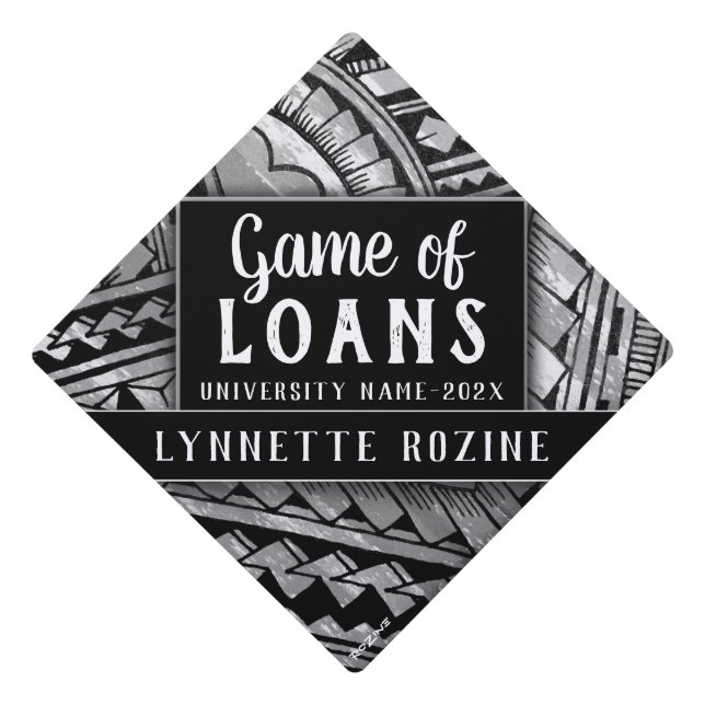 Funny Game Student Loans Abstract Geometric Tribal Graduation Cap Topper (Front)
